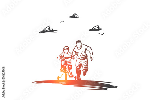Father, day, family, child, happy concept. Hand drawn isolated vector.