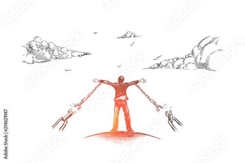 Freedom, business, freelance, chains, lifestyle concept. Hand drawn isolated vector.