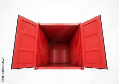 3D rendering Isolated red cargo container on the white background