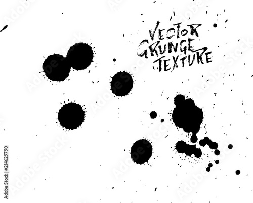 Handdrawn grunge texture. Abstract ink drops background. Black and white grunge illustration. Vector watercolor artwork pattern.
