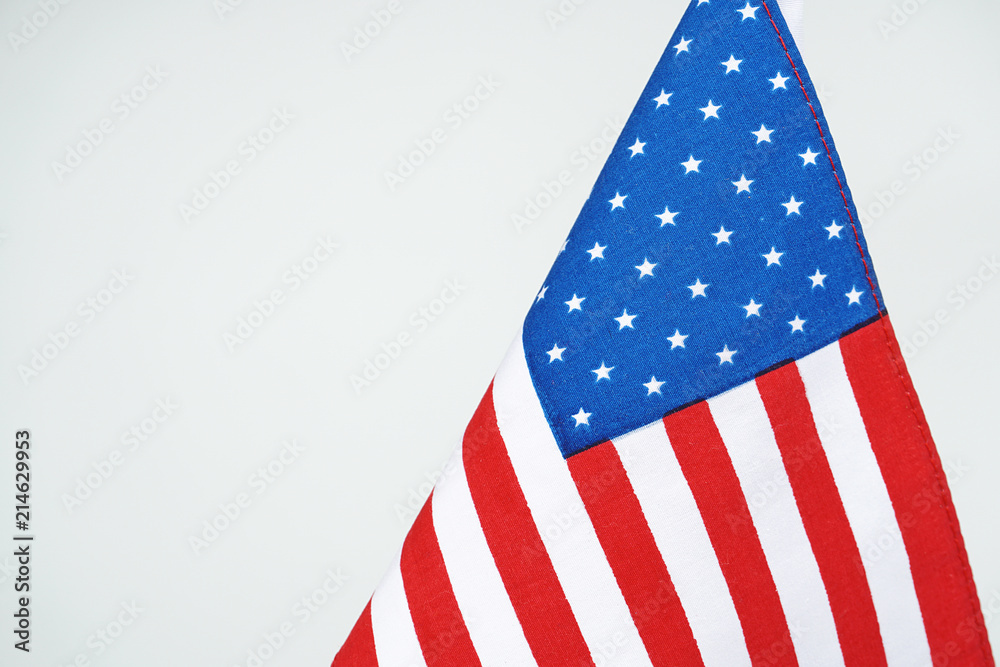 Obraz premium close up of United States of America flag on white background