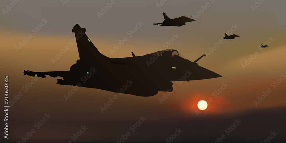 Fototapeta premium myśliwiec - wojna - eskadra - miraż 2000 - walka powietrzna - samolot - wojskowy - operacja