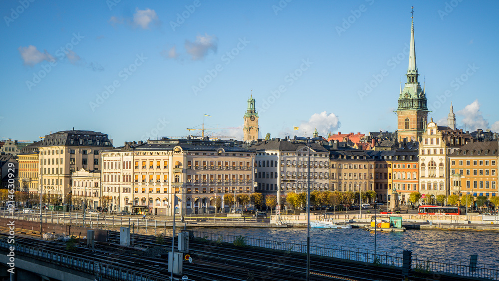 Cityscapes of Stockholm, Sweden with view of Gamla Stan