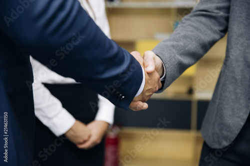 Businessmen handshaking after deal agreement