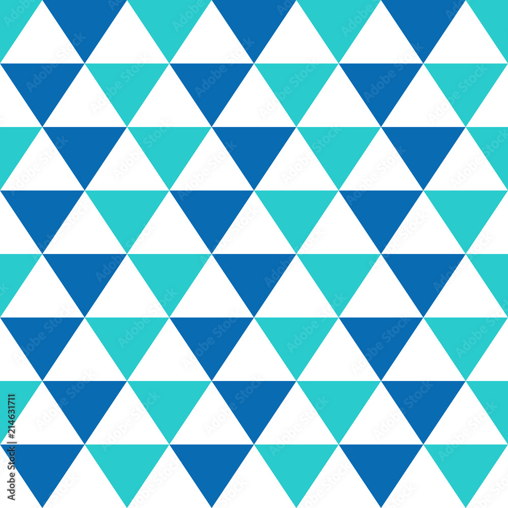Vector seamless pattern with blue geometric triangles