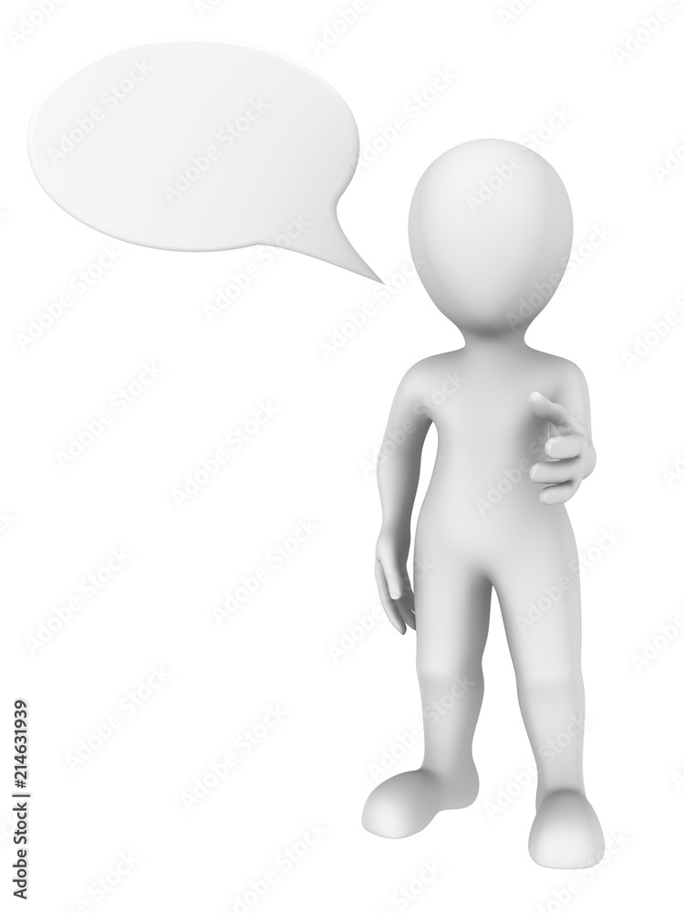 3d man with speech bubble above his head has given a hand for ha 3d man with speech bubble above his head has given a hand for ha
