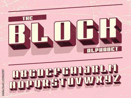 Modern professional vector 3d alphabet block. Custom typeface