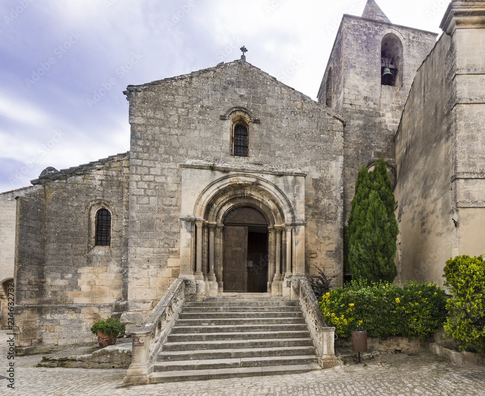 Saint Vincent Church, Medieval village of Les Baux de Provence. Bouches du Rhone, Provence, France, Europe.