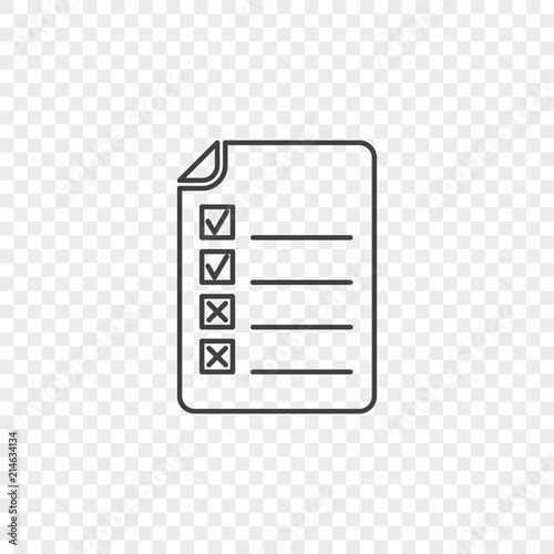 Icon of the form with squares under the mark of completed and unfinished business. Vector illustration on a transparent background