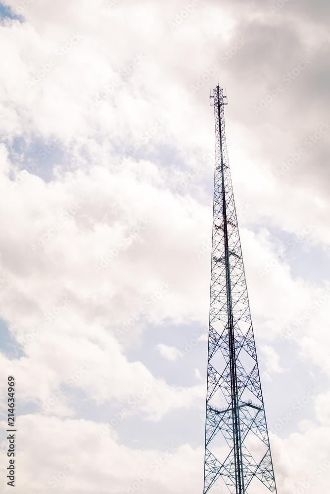 horizontal electric pole white cloud blue sky background horizontal electric pole white cloud blue sky background
