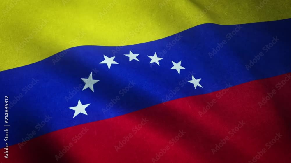 Realistic flag of Venezuela waving with highly detailed fabric texture. Realistic flag of Venezuela waving with highly detailed fabric texture.