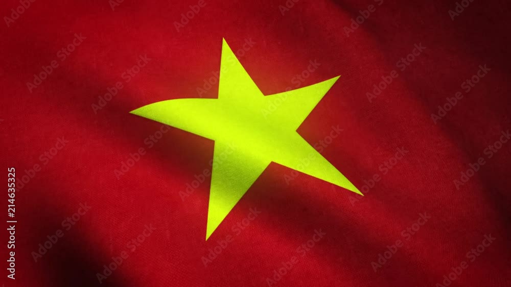 Realistic flag of Vietnam waving with highly detailed fabric texture. Realistic flag of Vietnam waving with highly detailed fabric texture.