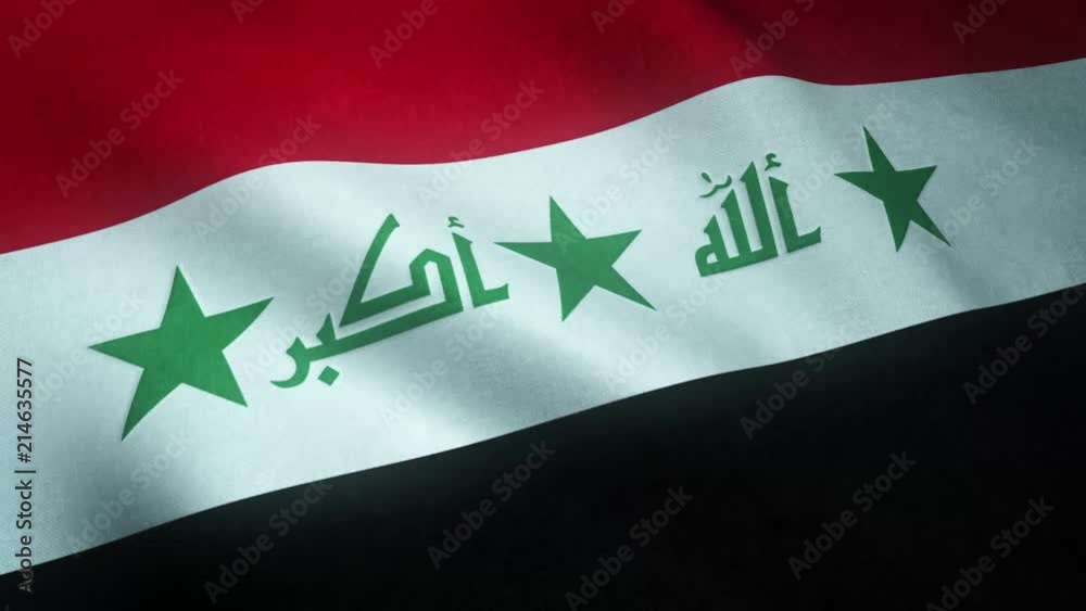 Realistic flag of Iraq waving with highly detailed fabric texture. Realistic flag of Iraq waving with highly detailed fabric texture.