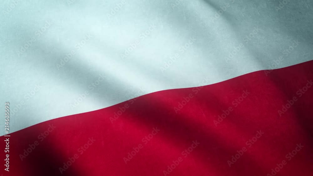 Realistic flag of Poland waving with highly detailed fabric texture. Realistic flag of Poland waving with highly detailed fabric texture.