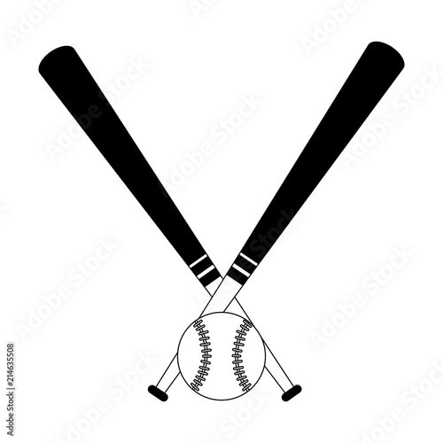 Bats crossed with ball vector illustration graphic design