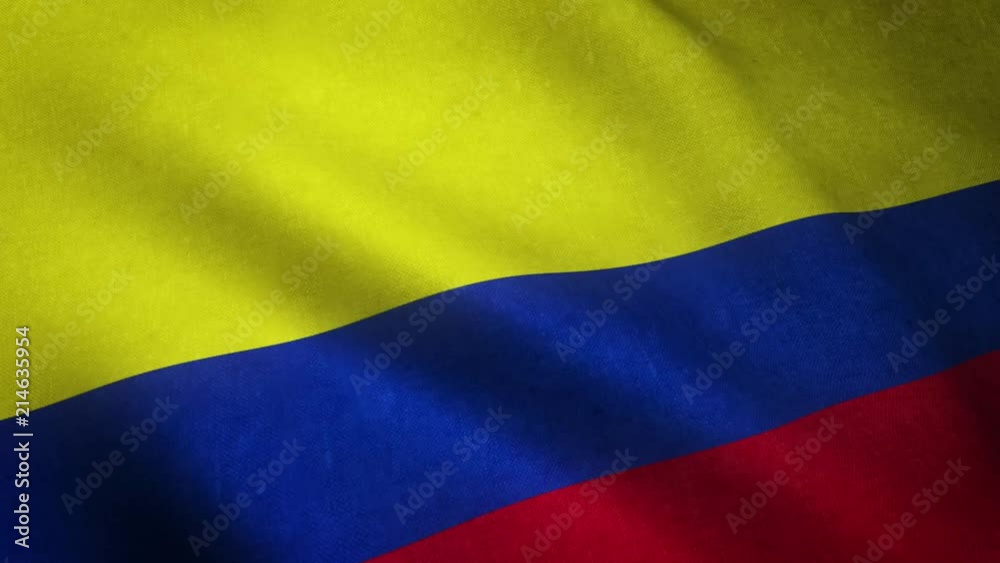Realistic flag of Colombia waving with highly detailed fabric texture. Realistic flag of Colombia waving with highly detailed fabric texture.