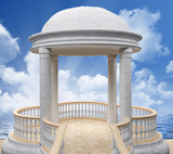 White marble rotunda against the sky 3D rendering