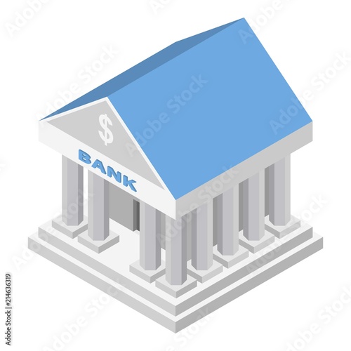 Bank icon. Isometric of bank vector icon for web design isolated on white background