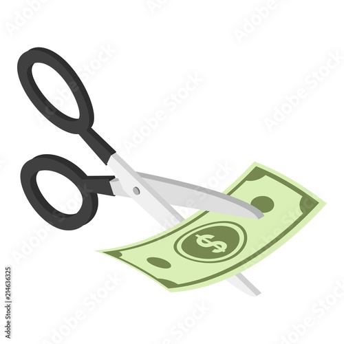 Cut money icon. Isometric of cut money vector icon for web design isolated on white background