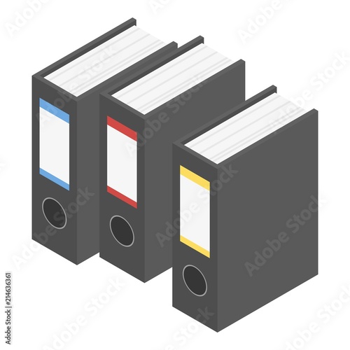 File folder icon. Isometric of file folder vector icon for web design isolated on white background