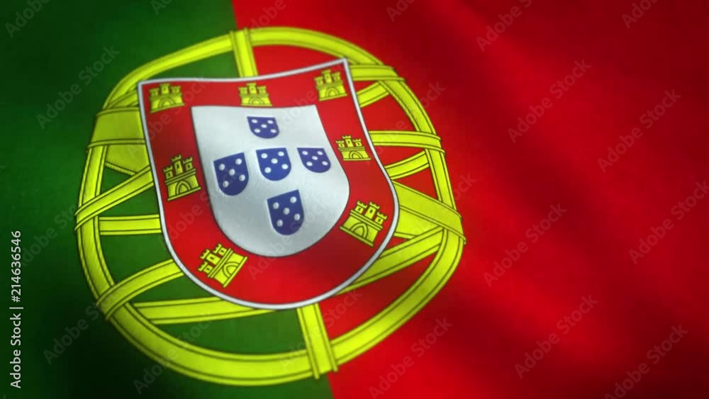 Realistic flag of Portugal waving with highly detailed fabric texture. Realistic flag of Portugal waving with highly detailed fabric texture.