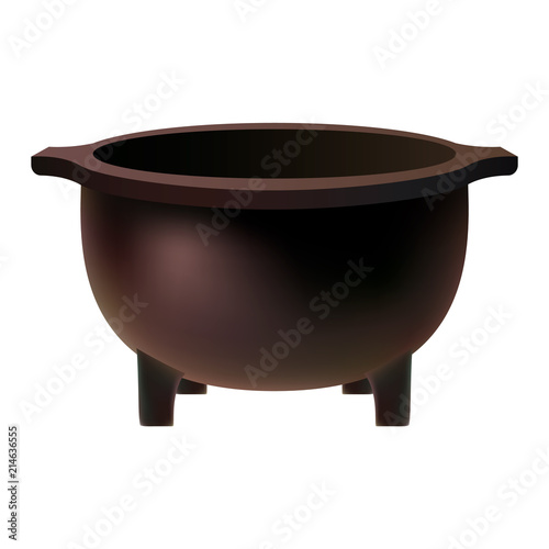 Cauldron mockup. Realistic illustration of cauldron vector mockup for web design isolated on white background