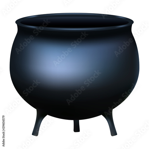 Halloween cauldron mockup. Realistic illustration of halloween cauldron vector mockup for web design isolated on white background