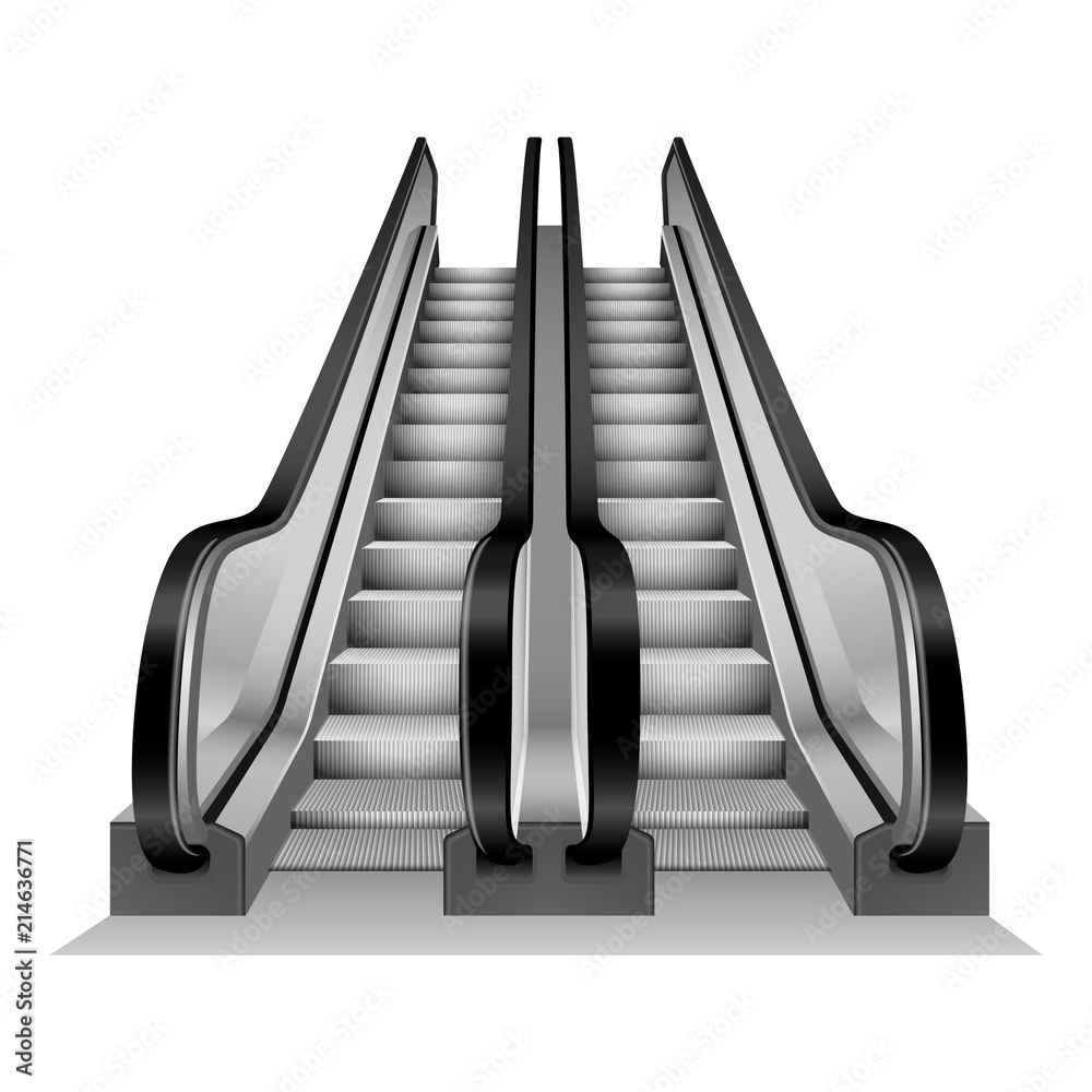 Escalator stairs mockup. Realistic illustration of escalator stairs ...