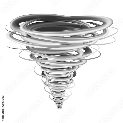 Hurricane tornado mockup. Realistic illustration of hurricane tornado vector mockup for web design isolated on white background