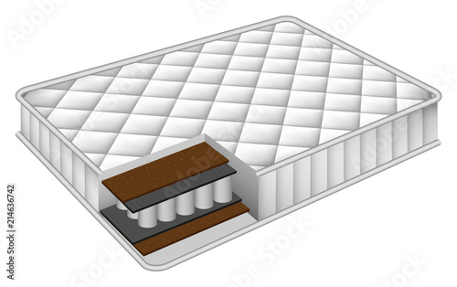 Mattress cut out mockup. Realistic illustration of mattress cut out vector mockup for web design isolated on white background