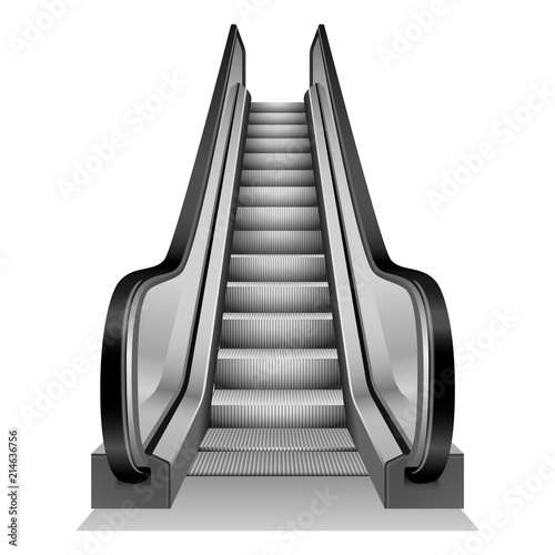 Escalator mockup. Realistic illustration of escalator vector mockup for web design isolated on white background