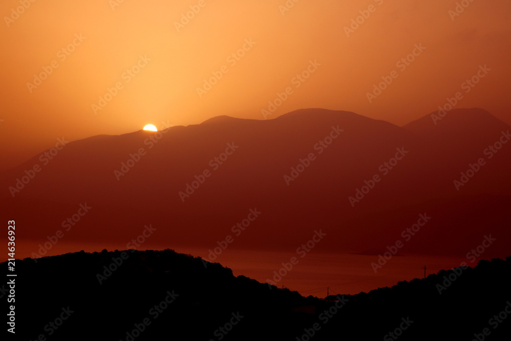 Mirabello Bucht bei Sonnenaufgang, Insel Kreta, Griechenland, Europa