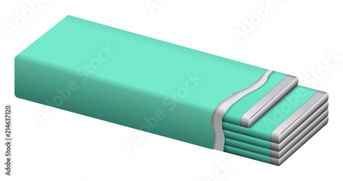 Pack of gum stick mockup. Realistic illustration of pack of gum stick vector mockup for web design isolated on white background