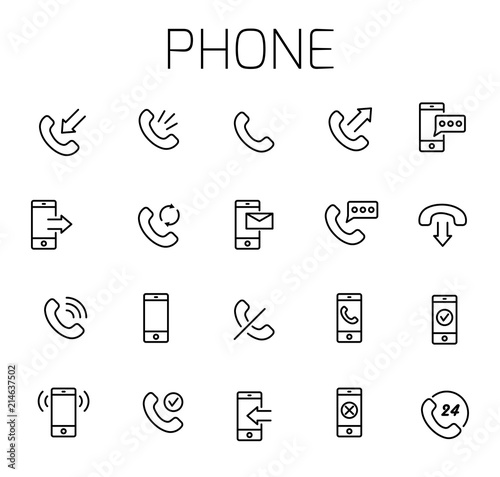 Phone related vector icon set.