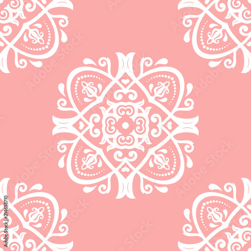 Orient classic pink and white pattern. Seamless abstract background with repeating elements. Orient background