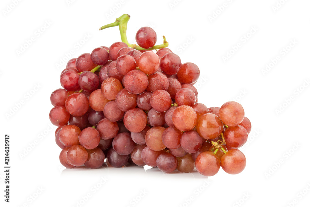 grapes seedless red with water drop isolated on white background