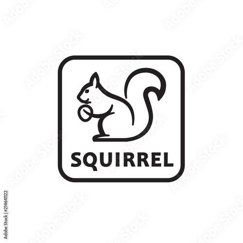 black icon of squirrel with nuts on white background