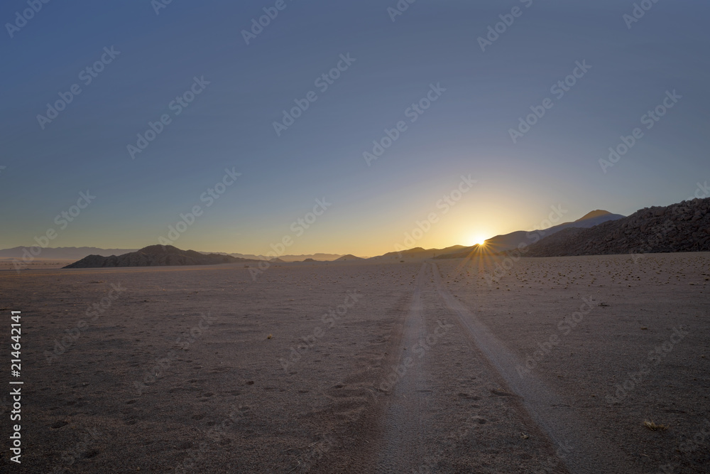 Jeep tracks to sunrise