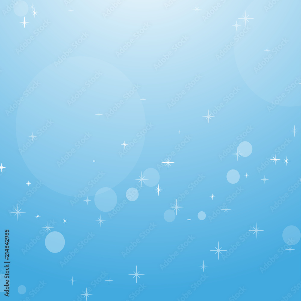 Color abstract background of blue sky with bokeh and stars. Simple flat vector illustration. Color abstract background of blue sky with bokeh and stars. Simple flat vector illustration.