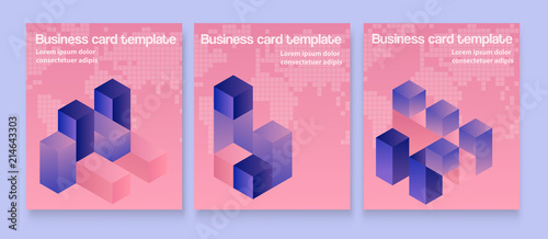 Template business card ultraviolet 3d shape background ultra violet design of the isometric violet illustration modern abstract concept