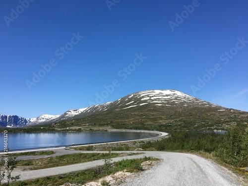 Lake and mountains at Trollstigen near Geiranger, Norway