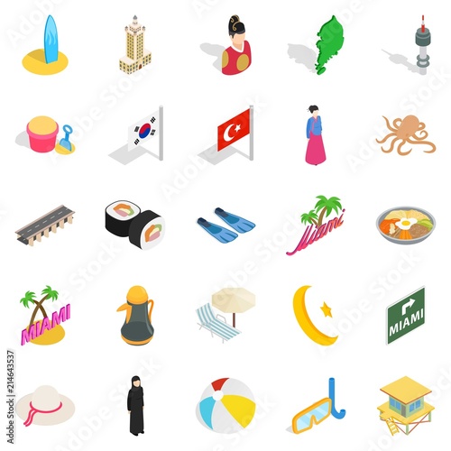 Hostelry icons set. Isometric set of 25 hostelry vector icons for web isolated on white background