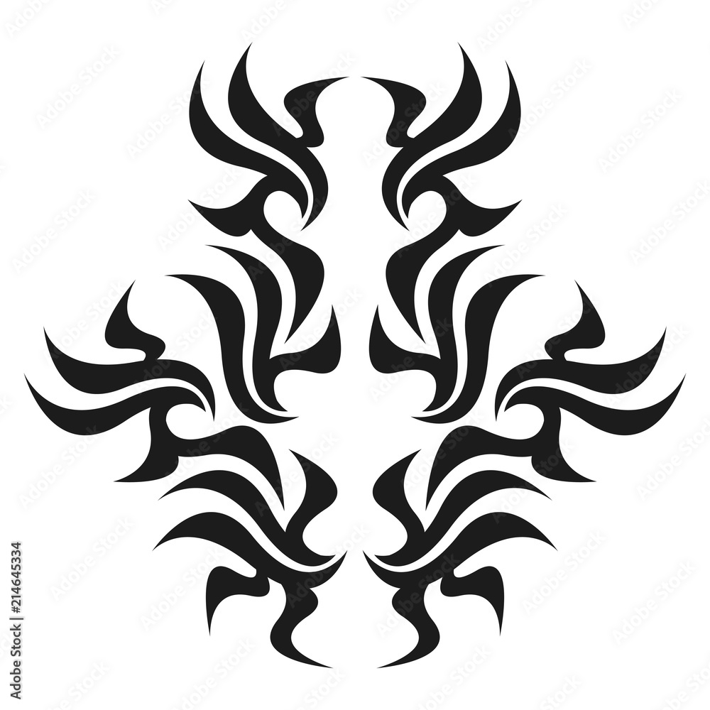 Graphic tattoo design. Stencil. Abstract tribal sign. 