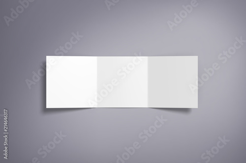 Tri-fold brochure mock-up. Blank brochure white template paper on background. Three fold paper brochure for your design.