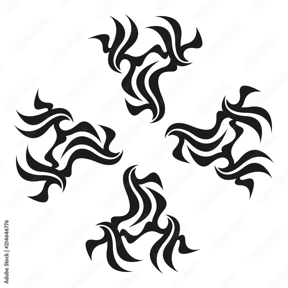 Naklejka premium Graphic tattoo design. Stencil. Abstract tribal sign. 