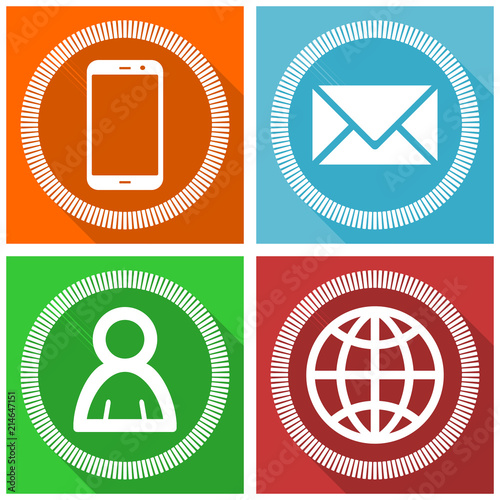 Internet vector icons. Smarphone, email, globe and user icon set.