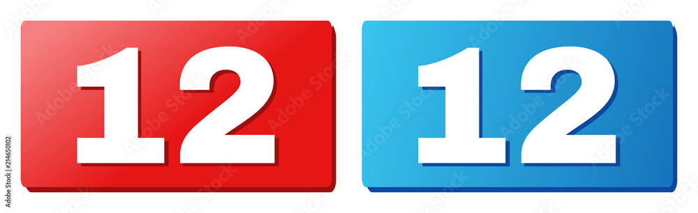 12 text on rounded rectangle buttons. Designed with white title with shadow and blue and red button colors. 12 text on rounded rectangle buttons. Designed with white title with shadow and blue and red button colors.