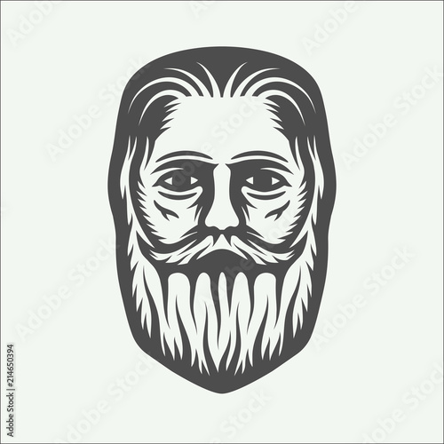 Vintage beardman lumberjack in retro style. Monochrome Graphic Art. Vector Illustration