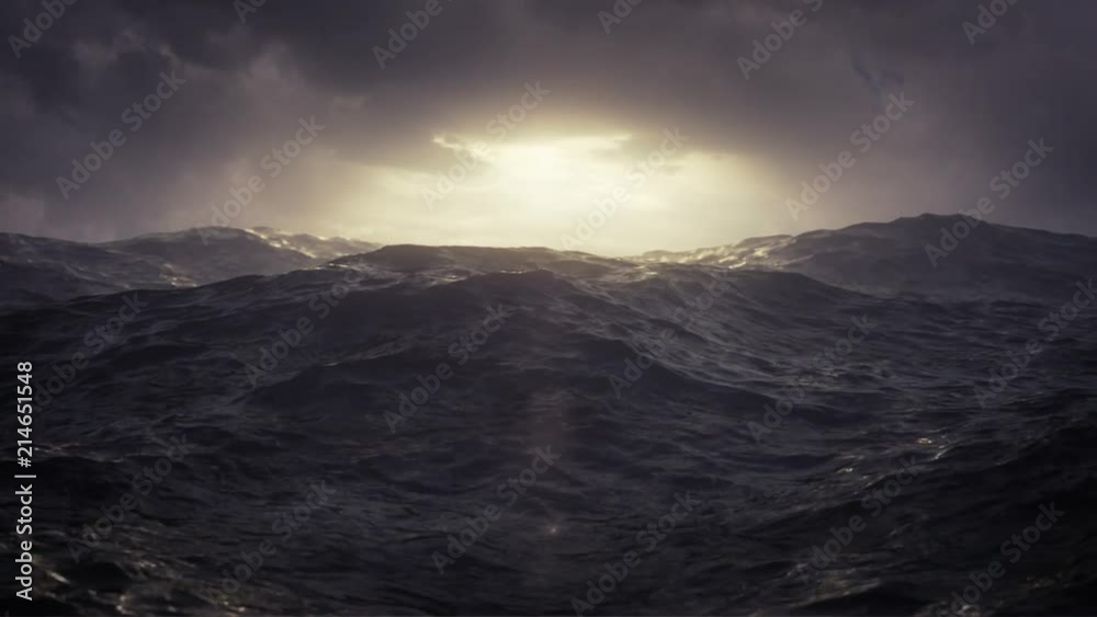 Sunshine on stormy sea - Seamless loop