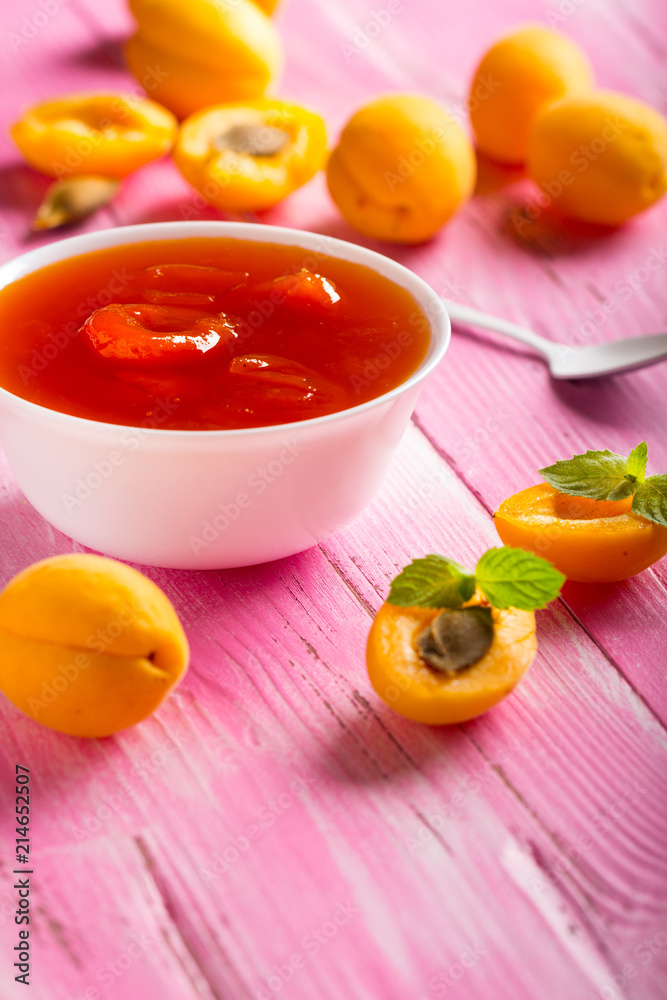 apricot jam fruit fresh wooden background apricot jam fruit fresh wooden background